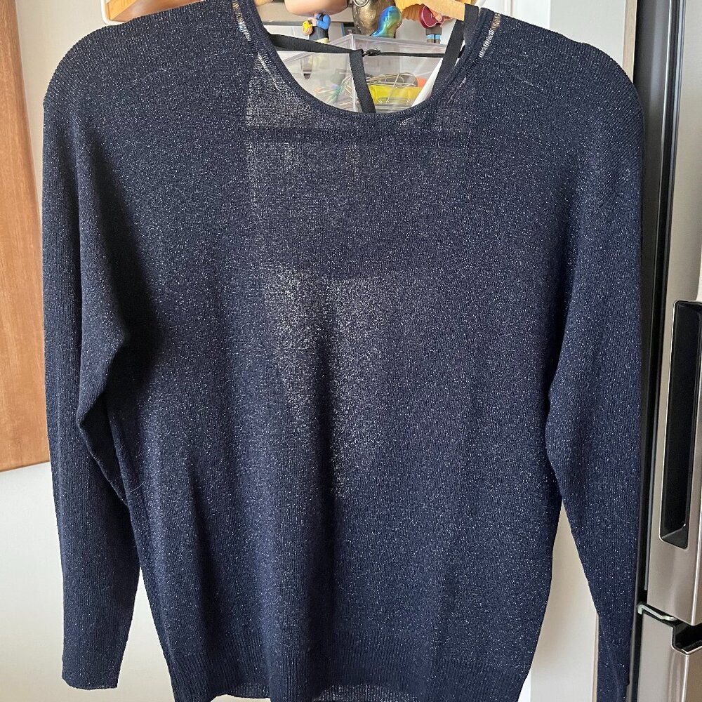 Zadig & Voltaire | Open Back & Round Neck Sweater, Metalic Navy,  XS